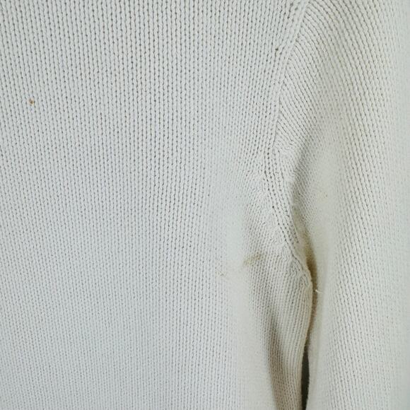 Vintage Tommy Hilfiger Cream Knit Sweater Flag Logo Crewneck Size L (Runs Small) - Picture 6 of 10